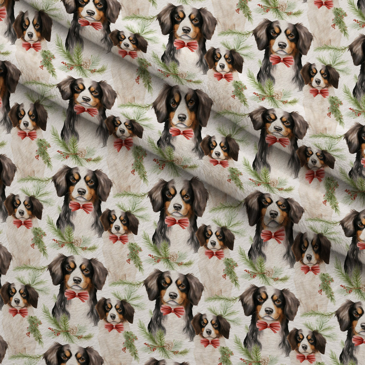 Holiday Pups Pattern 6 Fleece Fabric — fleece fabric folded close-up preview (mv-fleece-v1:lying)