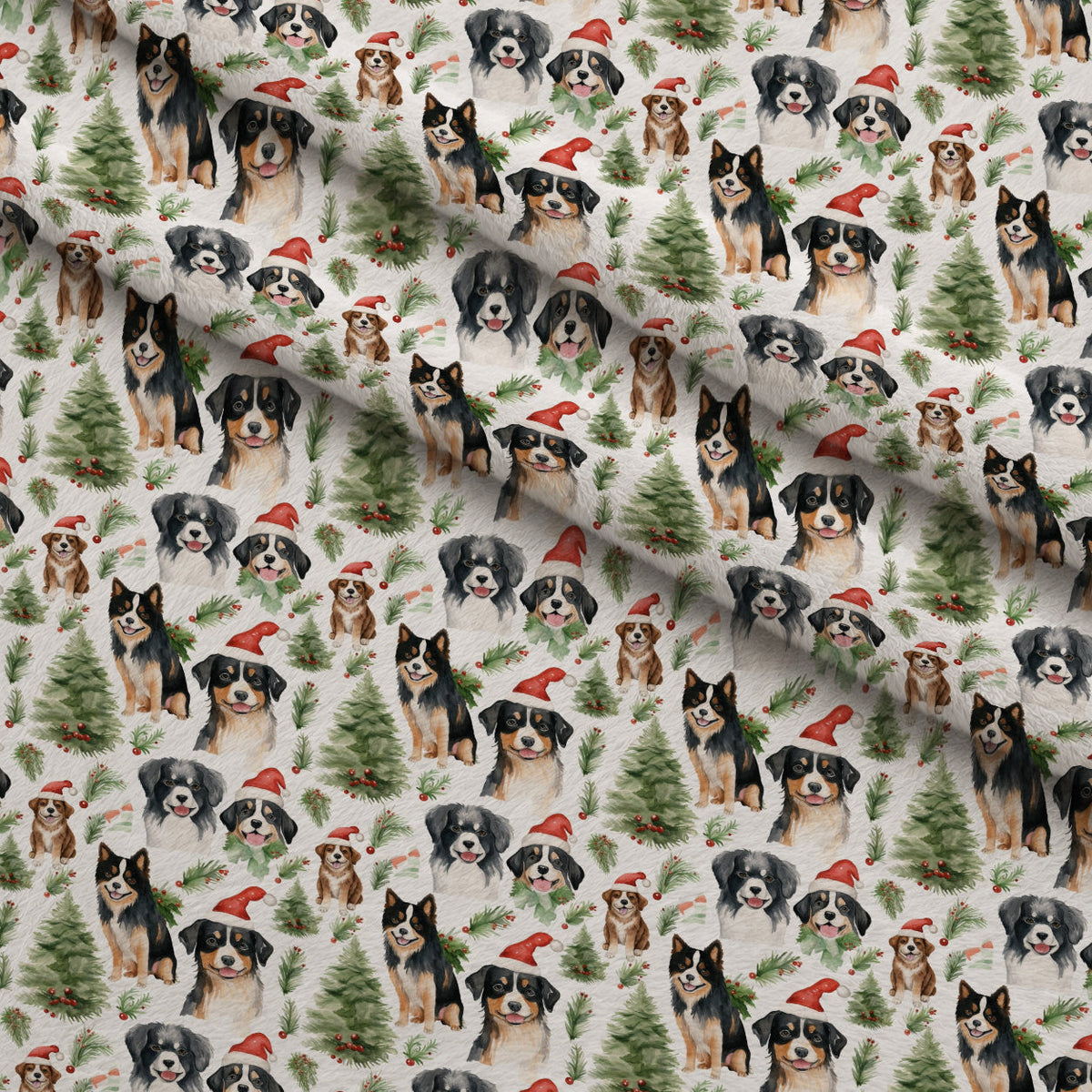 Holiday Pups Pattern 7 Fleece Fabric — fleece fabric folded close-up preview (mv-fleece-v1:lying)