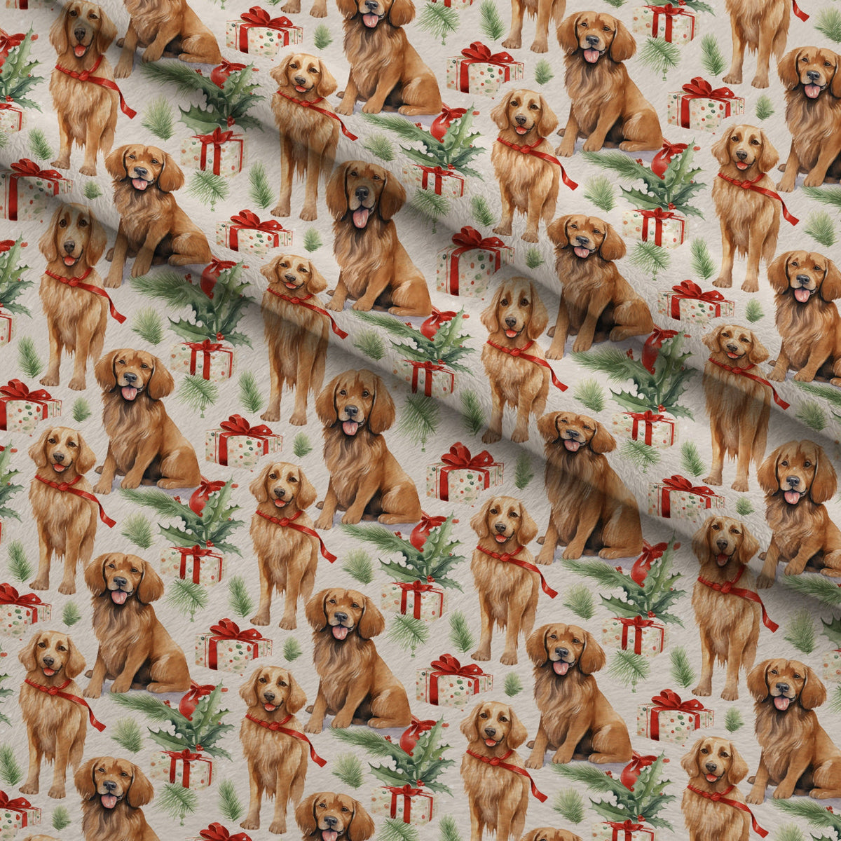 Holiday Pups Pattern 8 Fleece Fabric — fleece fabric folded close-up preview (mv-fleece-v1:lying)