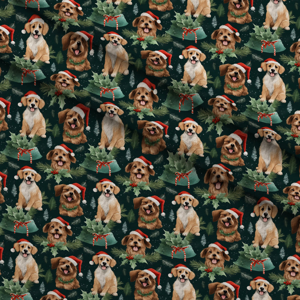 Holiday Pups Pattern 9 Fleece Fabric — fleece fabric folded close-up preview (mv-fleece-v1:lying)