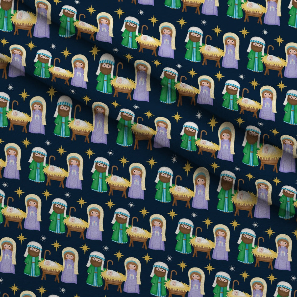 Holy Night Pattern 12 Fleece Fabric — fleece fabric folded close-up preview (mv-fleece-v1:lying)