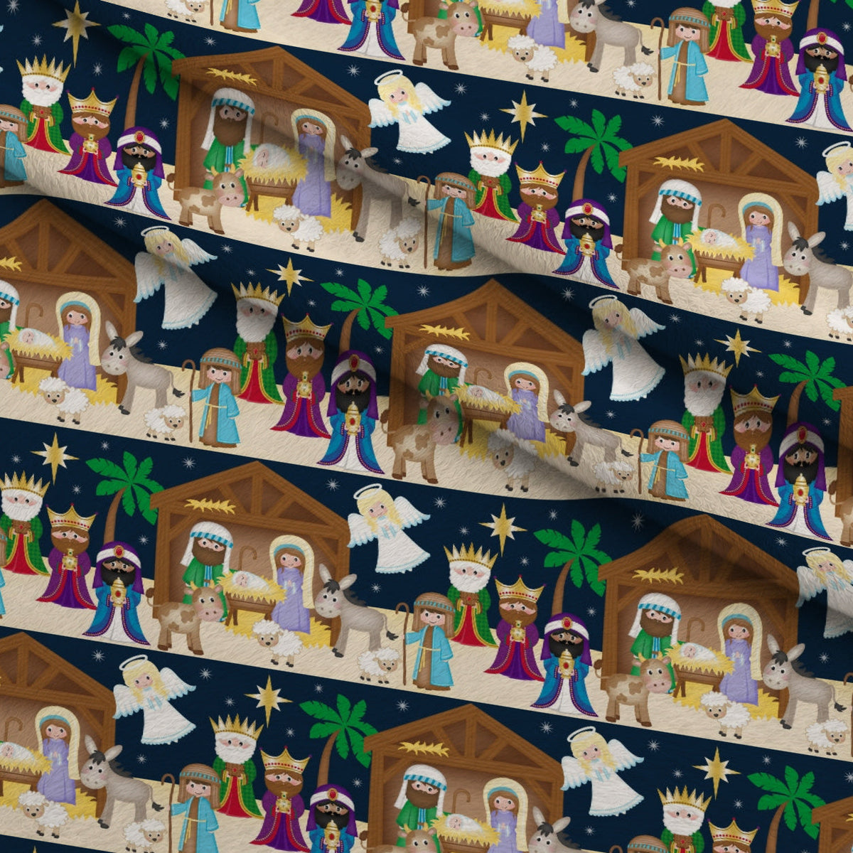 Holy Night Pattern 5 Fleece Fabric — fleece fabric folded close-up preview (mv-fleece-v1:lying)