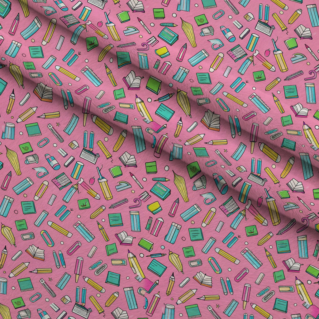 Homework Doodles Pattern 11 Fleece Fabric — fleece fabric folded close-up preview (mv-fleece-v1:lying)