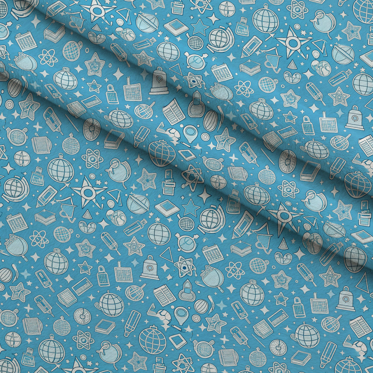 Homework Doodles Pattern 12 Fleece Fabric — fleece fabric folded close-up preview (mv-fleece-v1:lying)