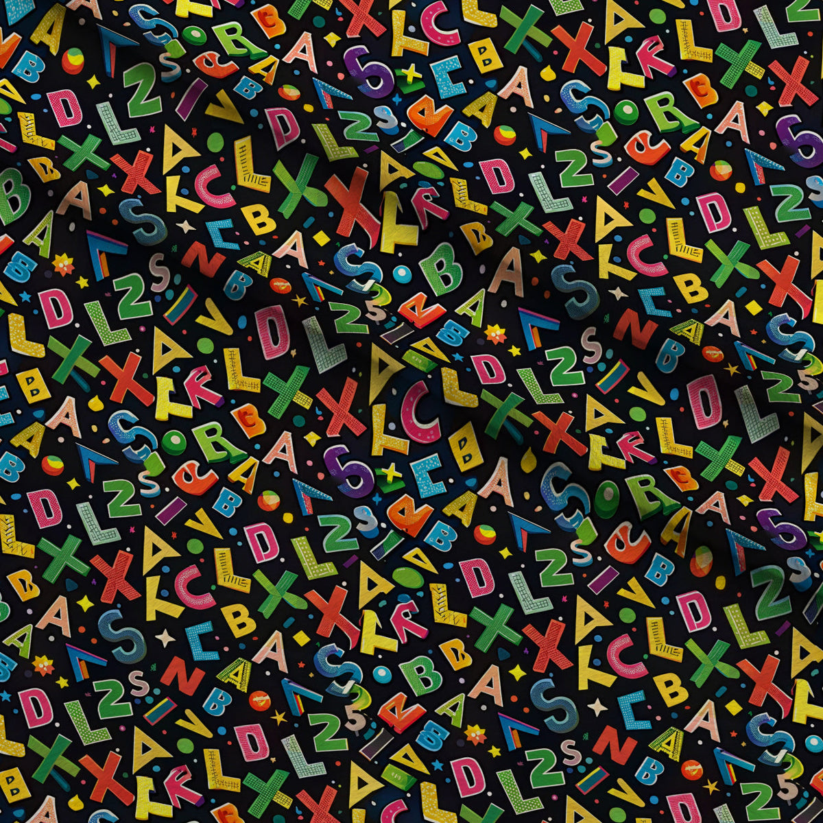 Homework Doodles Pattern 14 Fleece Fabric — fleece fabric folded close-up preview (mv-fleece-v1:lying)