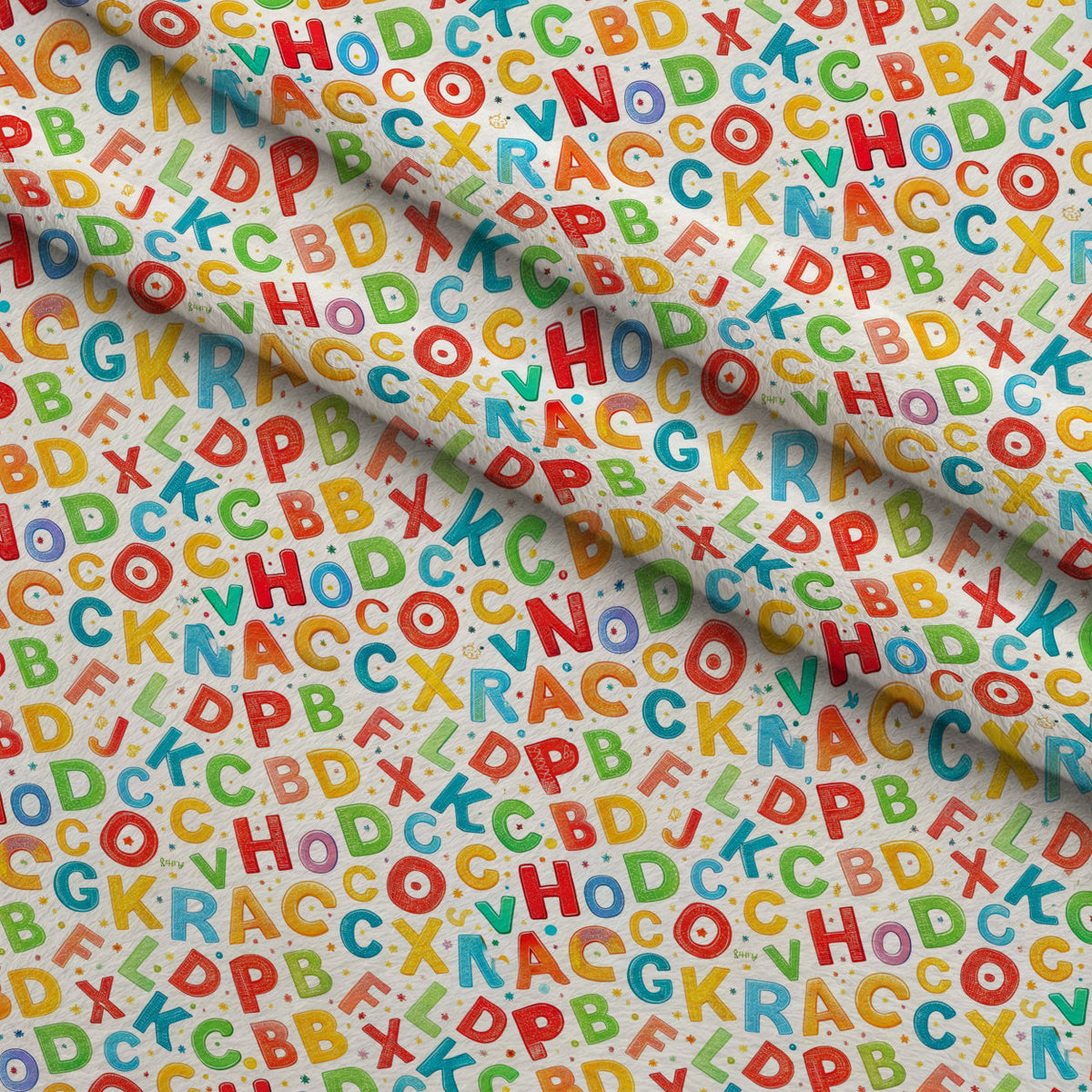 Homework Doodles Pattern 16 Fleece Fabric — fleece fabric folded close-up preview (mv-fleece-v1:lying)