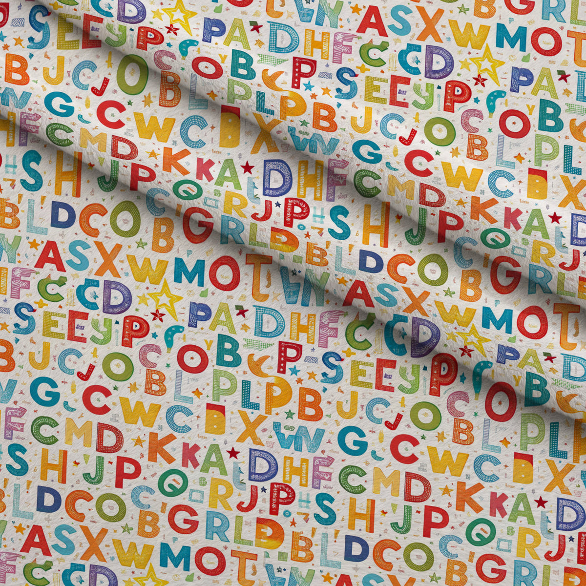 Homework Doodles Pattern 17 Fleece Fabric — fleece fabric folded close-up preview (mv-fleece-v1:lying)