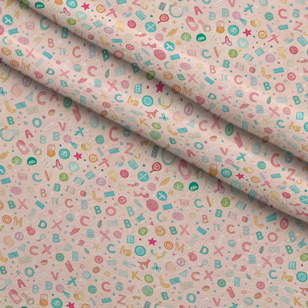 Homework Doodles Pattern 2 Fleece Fabric — fleece fabric folded close-up preview (mv-fleece-v1:lying)
