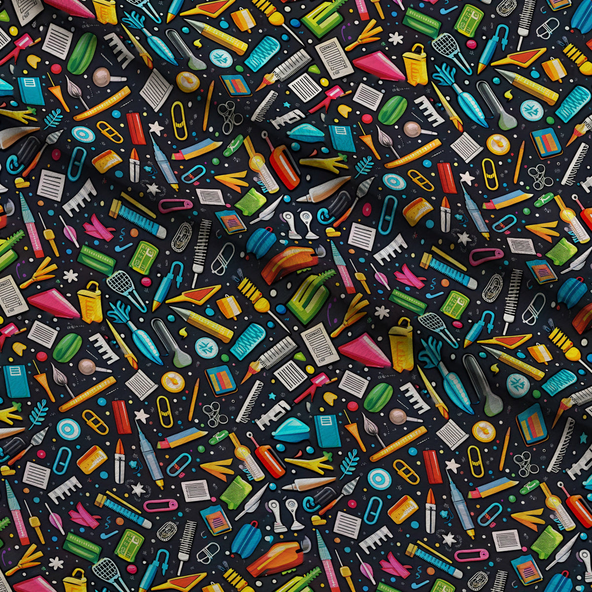 Homework Doodles Pattern 20 Fleece Fabric — fleece fabric folded close-up preview (mv-fleece-v1:lying)