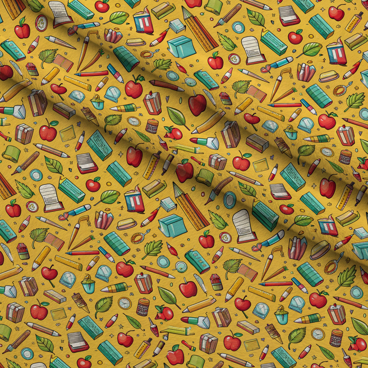 Homework Doodles Pattern 23 Fleece Fabric — fleece fabric folded close-up preview (mv-fleece-v1:lying)