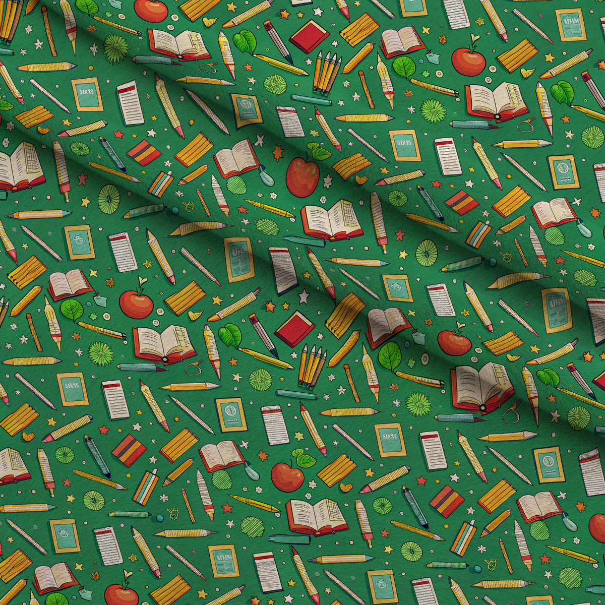 Homework Doodles Pattern 5 Fleece Fabric — fleece fabric folded close-up preview (mv-fleece-v1:lying)