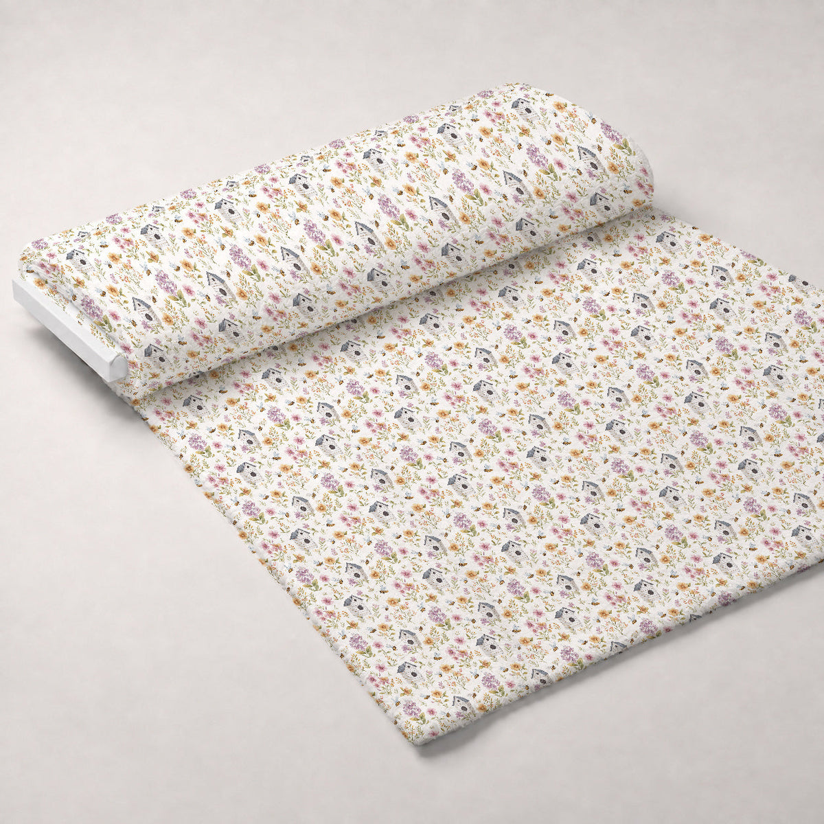 Honey Hive Garden Pattern 1 Fleece Fabric — fleece fabric unrolled bolt preview (mv-fleece-v1:bolt)