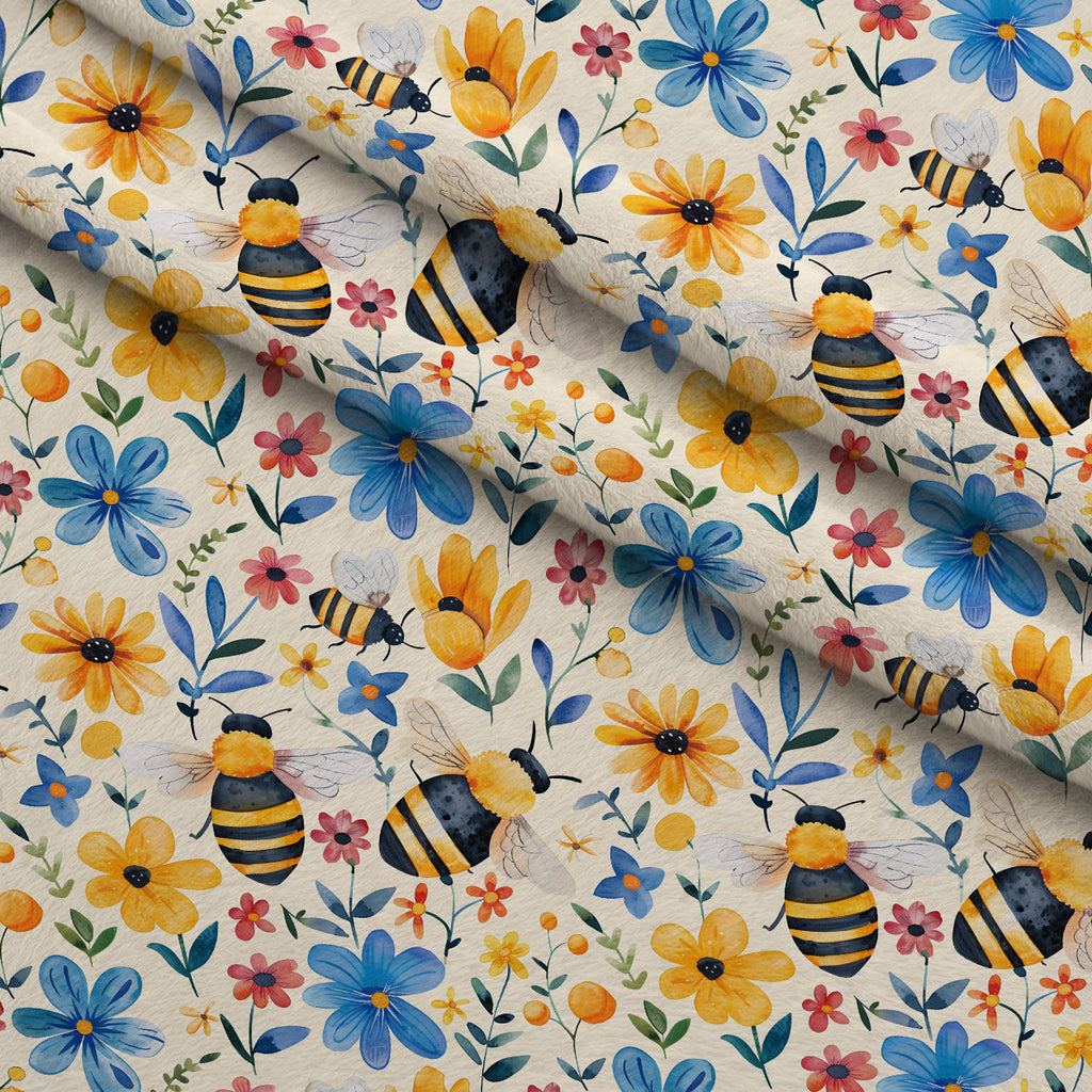 Honey Meadow Pattern 1 Fleece Fabric — fleece fabric folded close-up preview (mv-fleece-v1:lying)