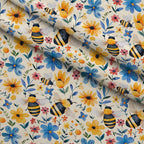 Honey Meadow Pattern 1 Fleece Fabric — fleece fabric folded close-up preview (mv-fleece-v1:lying)