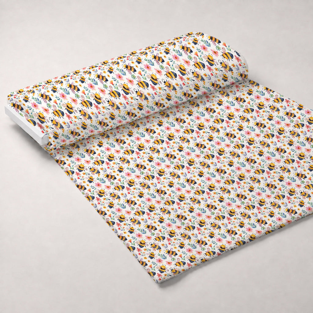 Honey Meadow Pattern 10 Fleece Fabric — fleece fabric unrolled bolt preview (mv-fleece-v1:bolt)