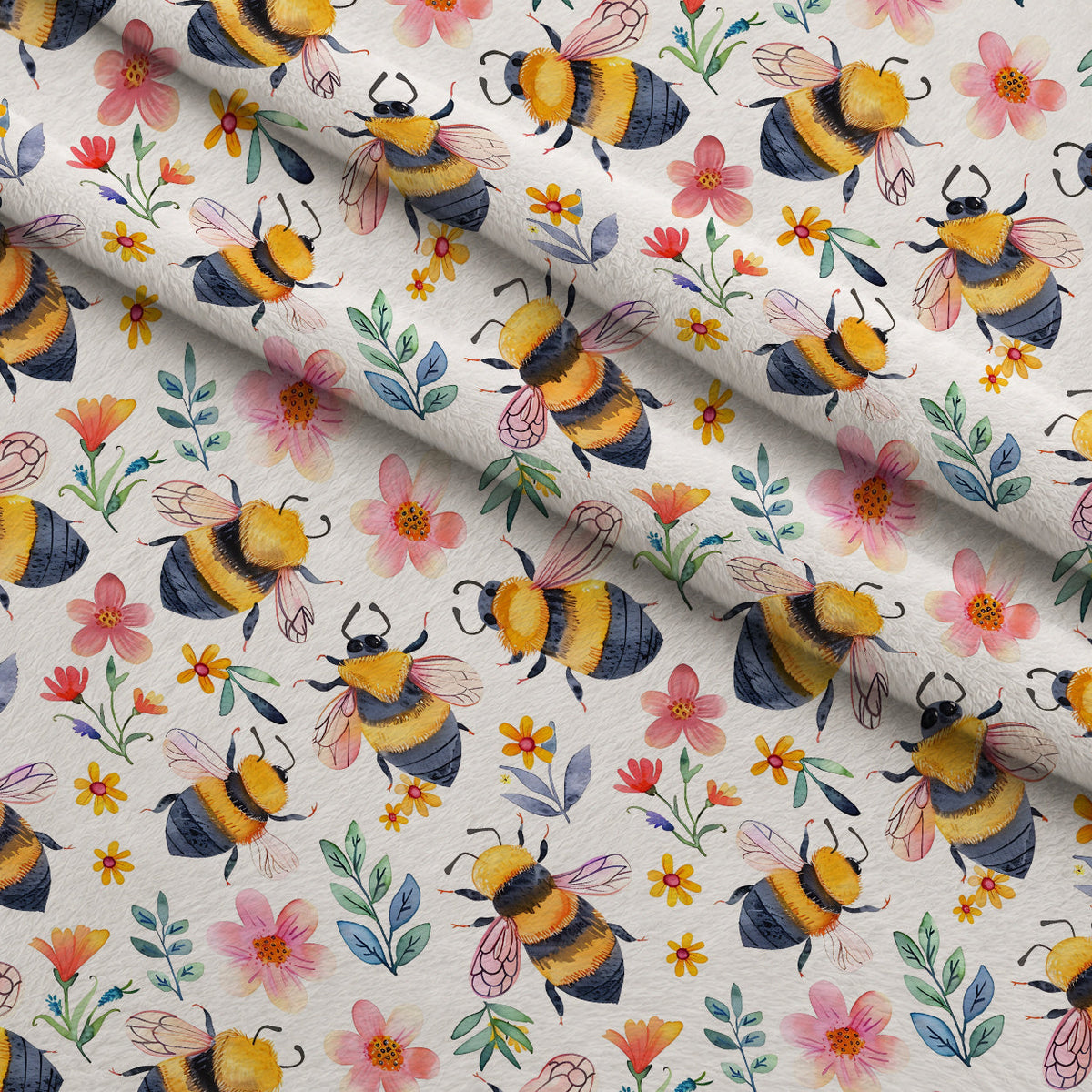Honey Meadow Pattern 10 Fleece Fabric — fleece fabric folded close-up preview (mv-fleece-v1:lying)