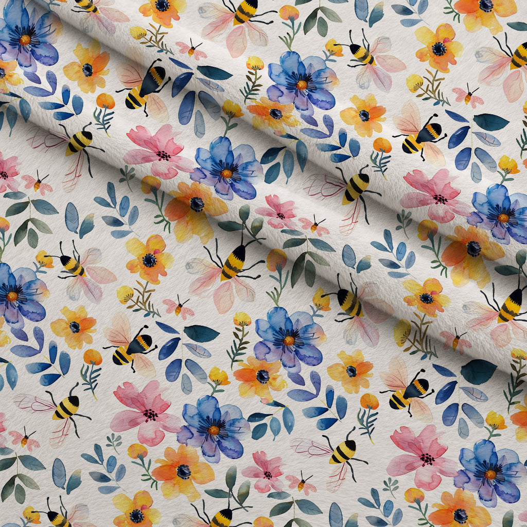 Honey Meadow Pattern 11 Fleece Fabric — fleece fabric folded close-up preview (mv-fleece-v1:lying)