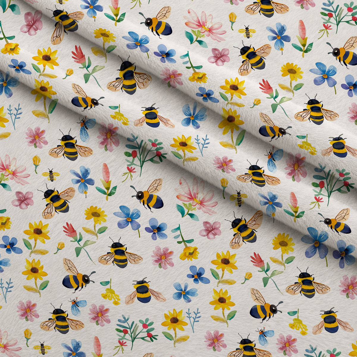 Honey Meadow Pattern 12 Fleece Fabric — fleece fabric folded close-up preview (mv-fleece-v1:lying)