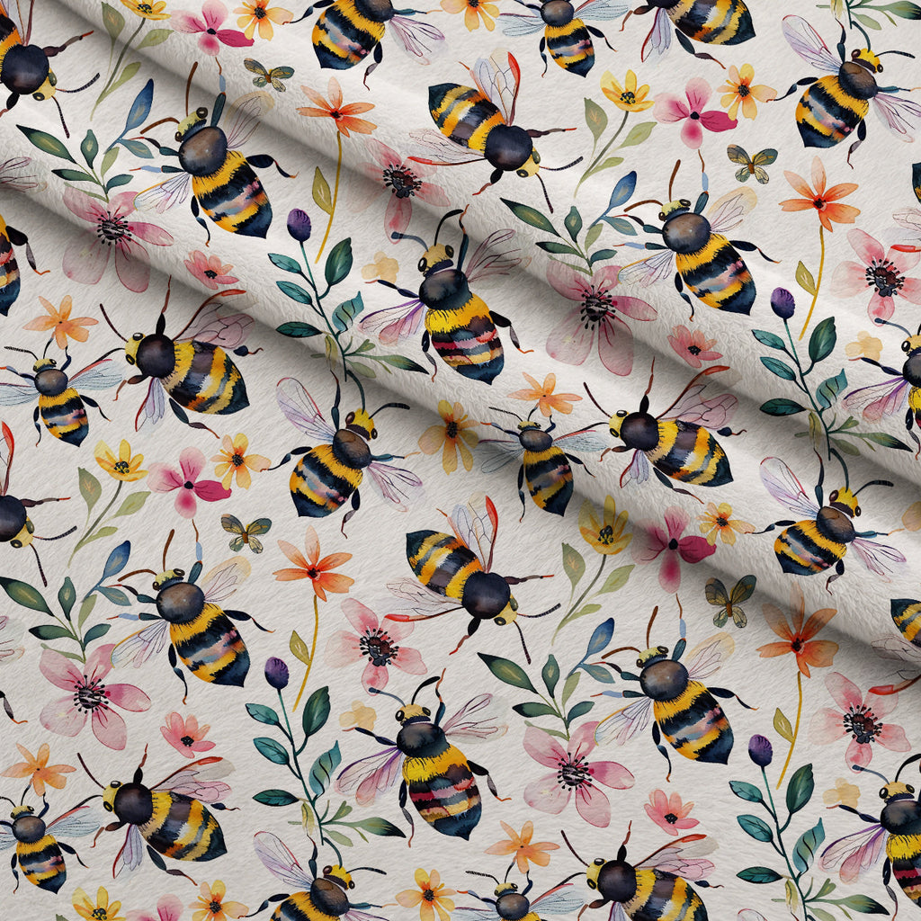 Honey Meadow Pattern 14 Fleece Fabric — fleece fabric folded close-up preview (mv-fleece-v1:lying)