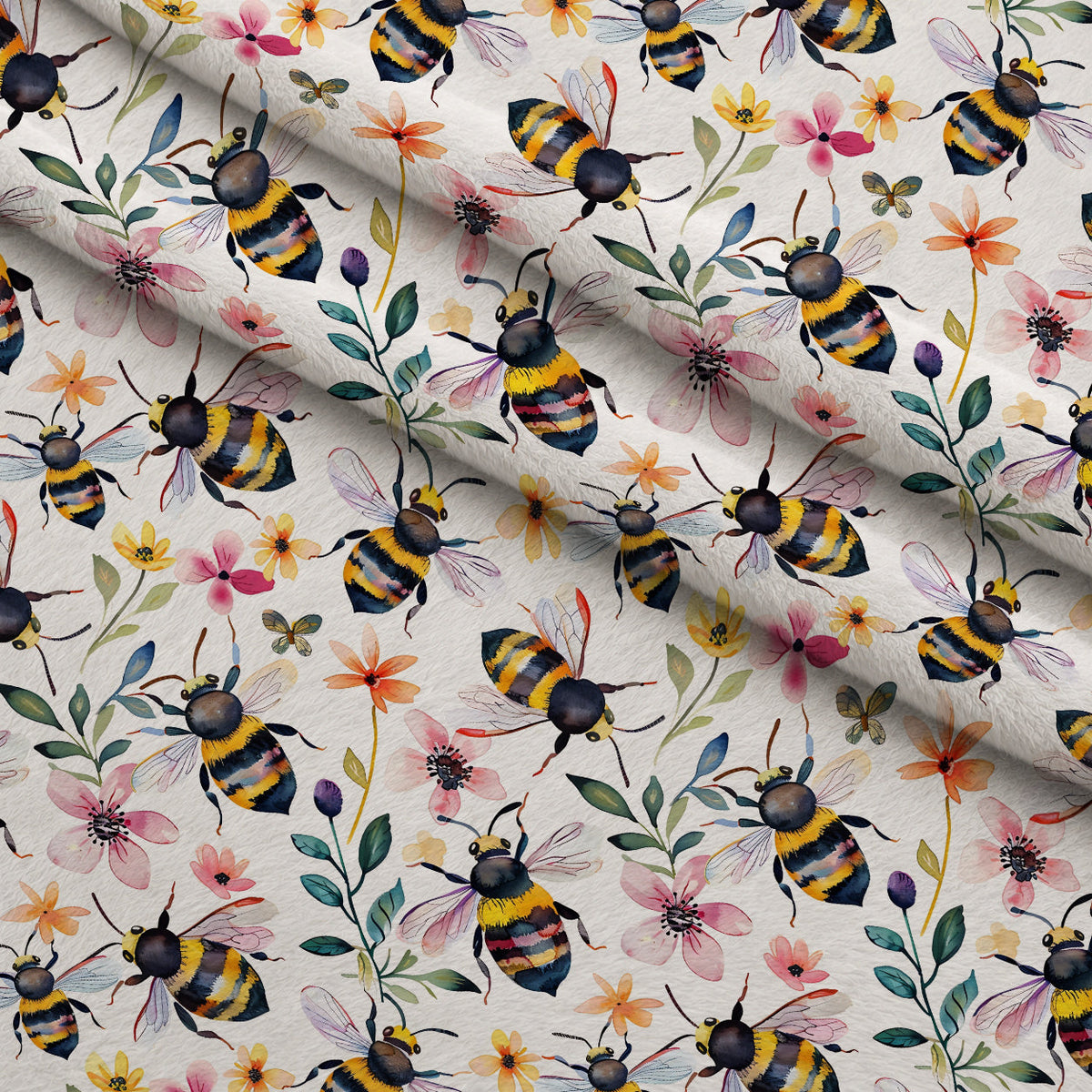 Honey Meadow Pattern 14 Fleece Fabric — fleece fabric folded close-up preview (mv-fleece-v1:lying)
