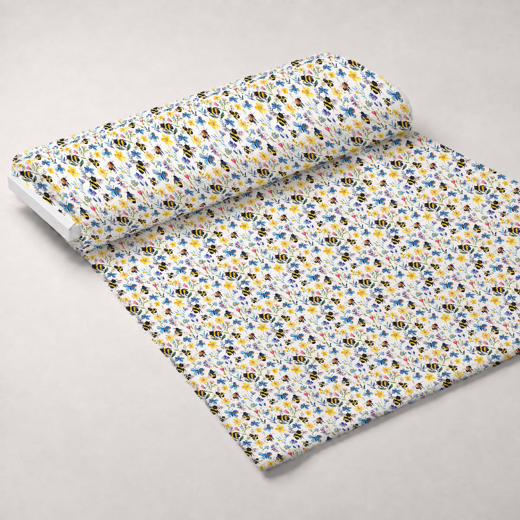 Honey Meadow Pattern 15 Fleece Fabric — fleece fabric unrolled bolt preview (mv-fleece-v1:bolt)