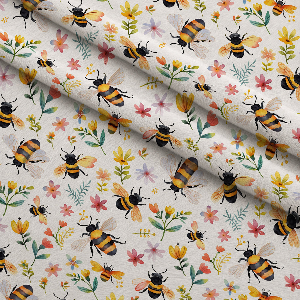 Honey Meadow Pattern 2 Fleece Fabric — fleece fabric folded close-up preview (mv-fleece-v1:lying)