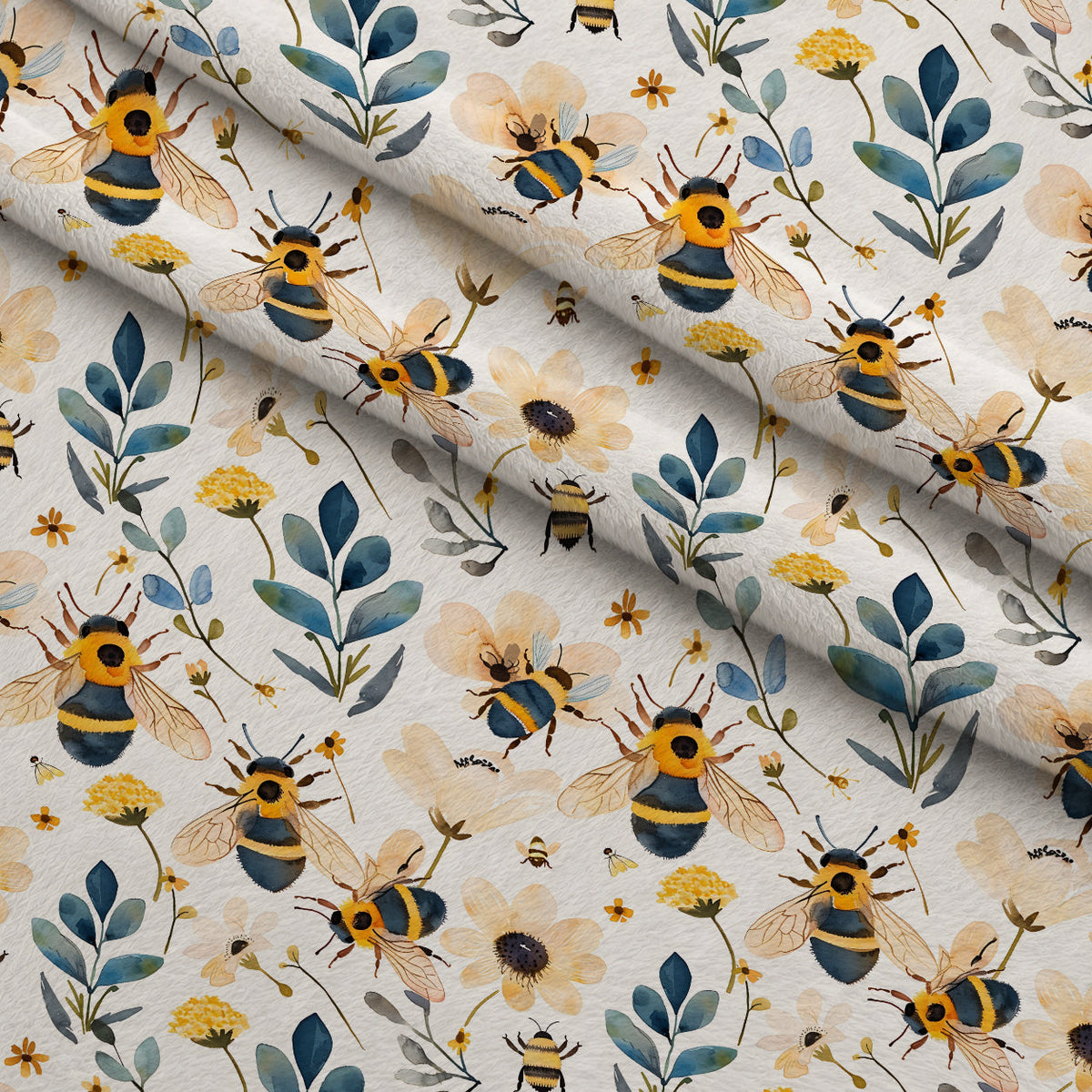 Honey Meadow Pattern 3 Fleece Fabric — fleece fabric folded close-up preview (mv-fleece-v1:lying)