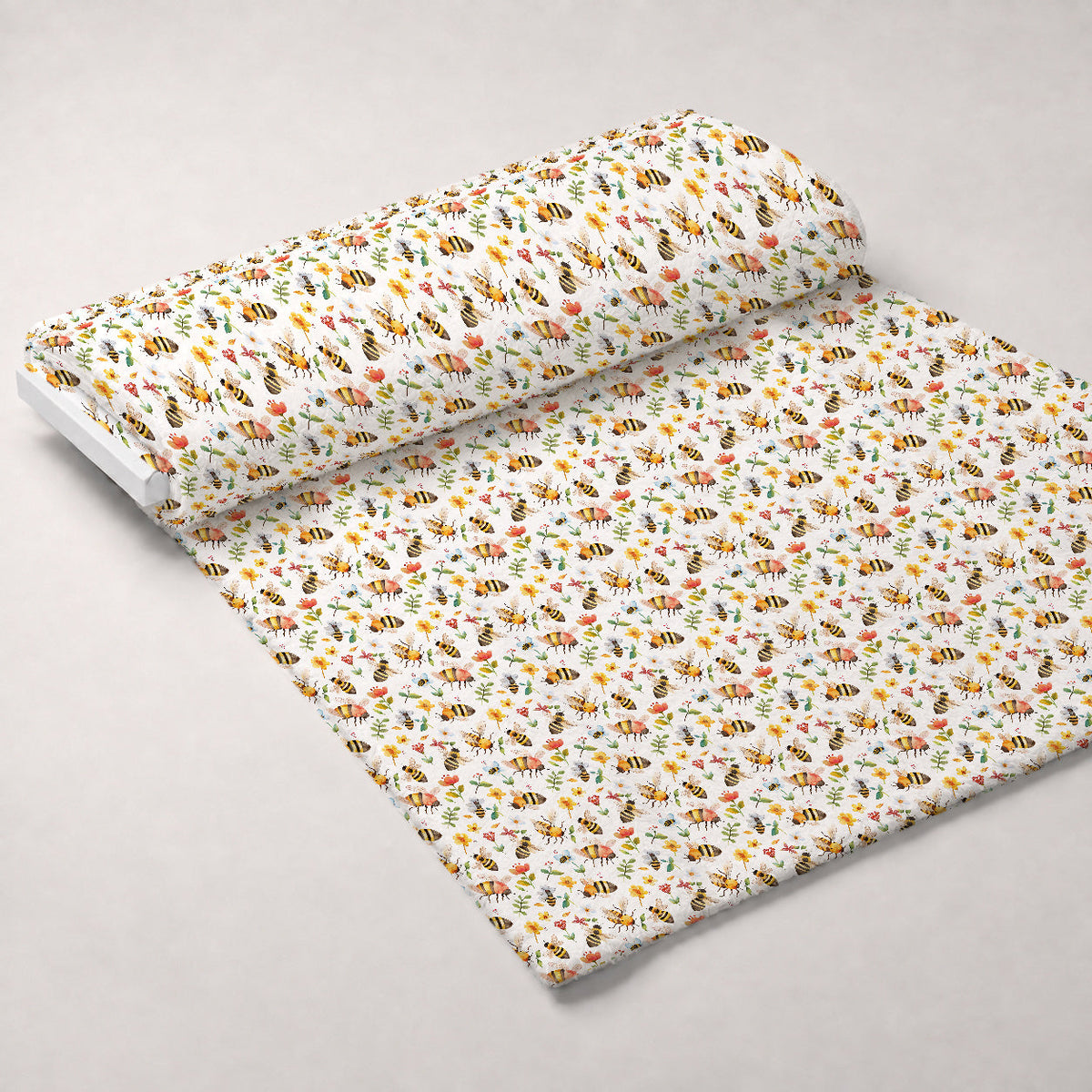 Honey Meadow Pattern 4 Fleece Fabric — fleece fabric unrolled bolt preview (mv-fleece-v1:bolt)