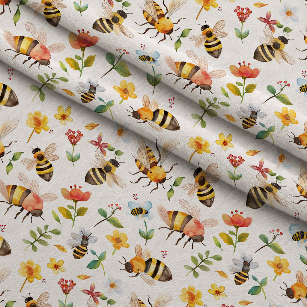 Honey Meadow Pattern 4 Fleece Fabric — fleece fabric folded close-up preview (mv-fleece-v1:lying)