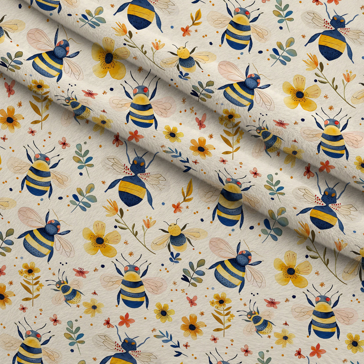 Honey Meadow Pattern 5 Fleece Fabric — fleece fabric folded close-up preview (mv-fleece-v1:lying)