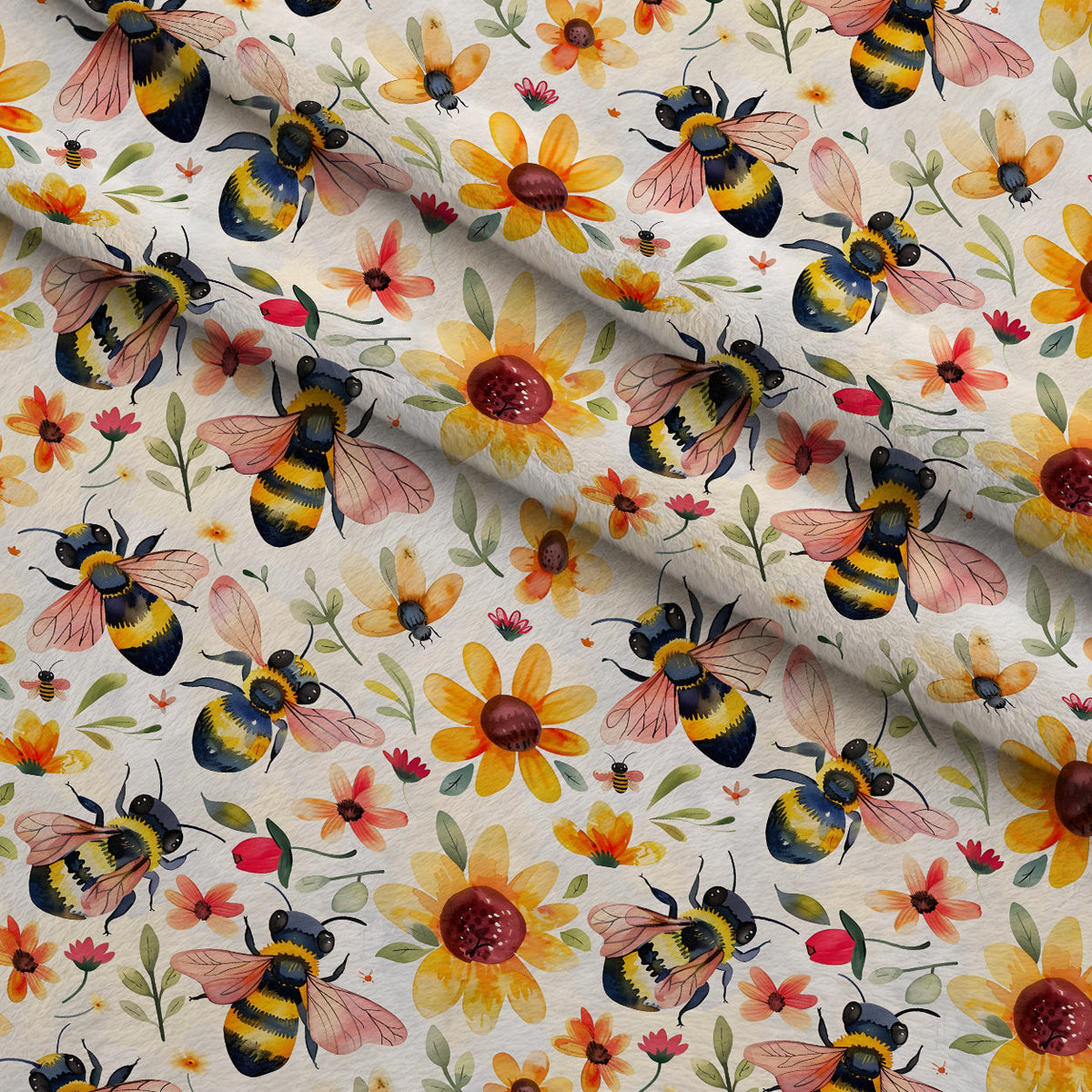 Honey Meadow Pattern 6 Fleece Fabric — fleece fabric folded close-up preview (mv-fleece-v1:lying)