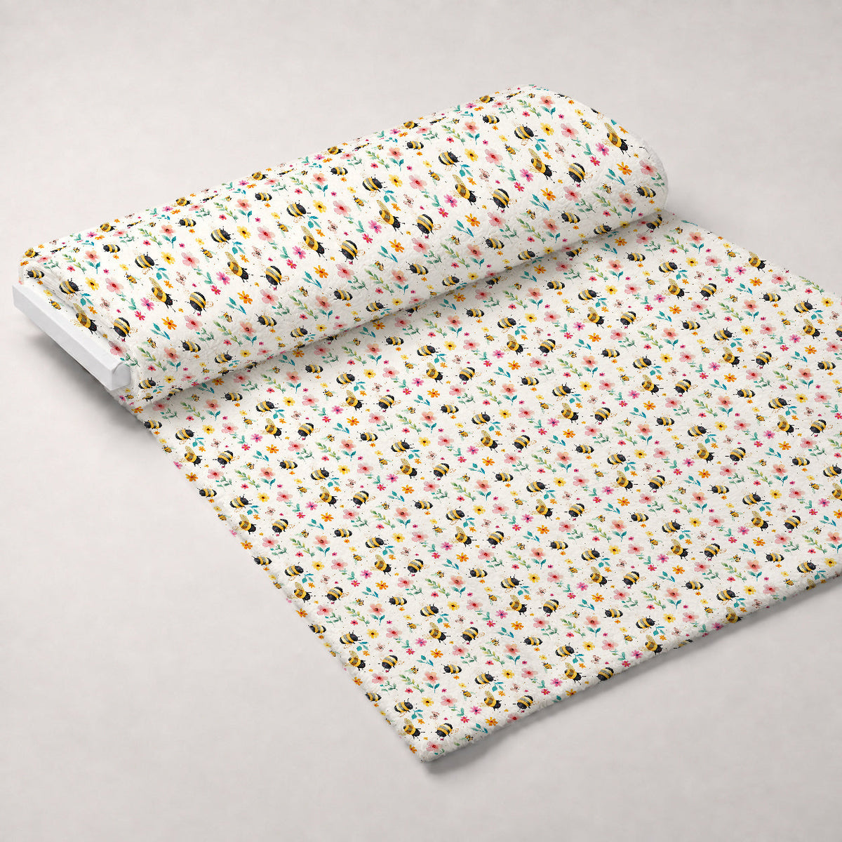 Honey Meadow Pattern 7 Fleece Fabric — fleece fabric unrolled bolt preview (mv-fleece-v1:bolt)