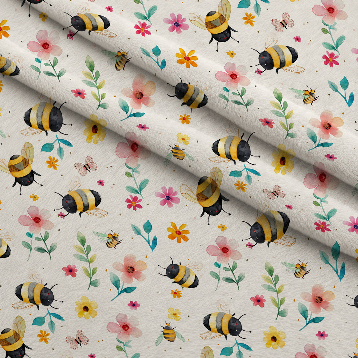 Honey Meadow Pattern 7 Fleece Fabric — fleece fabric folded close-up preview (mv-fleece-v1:lying)