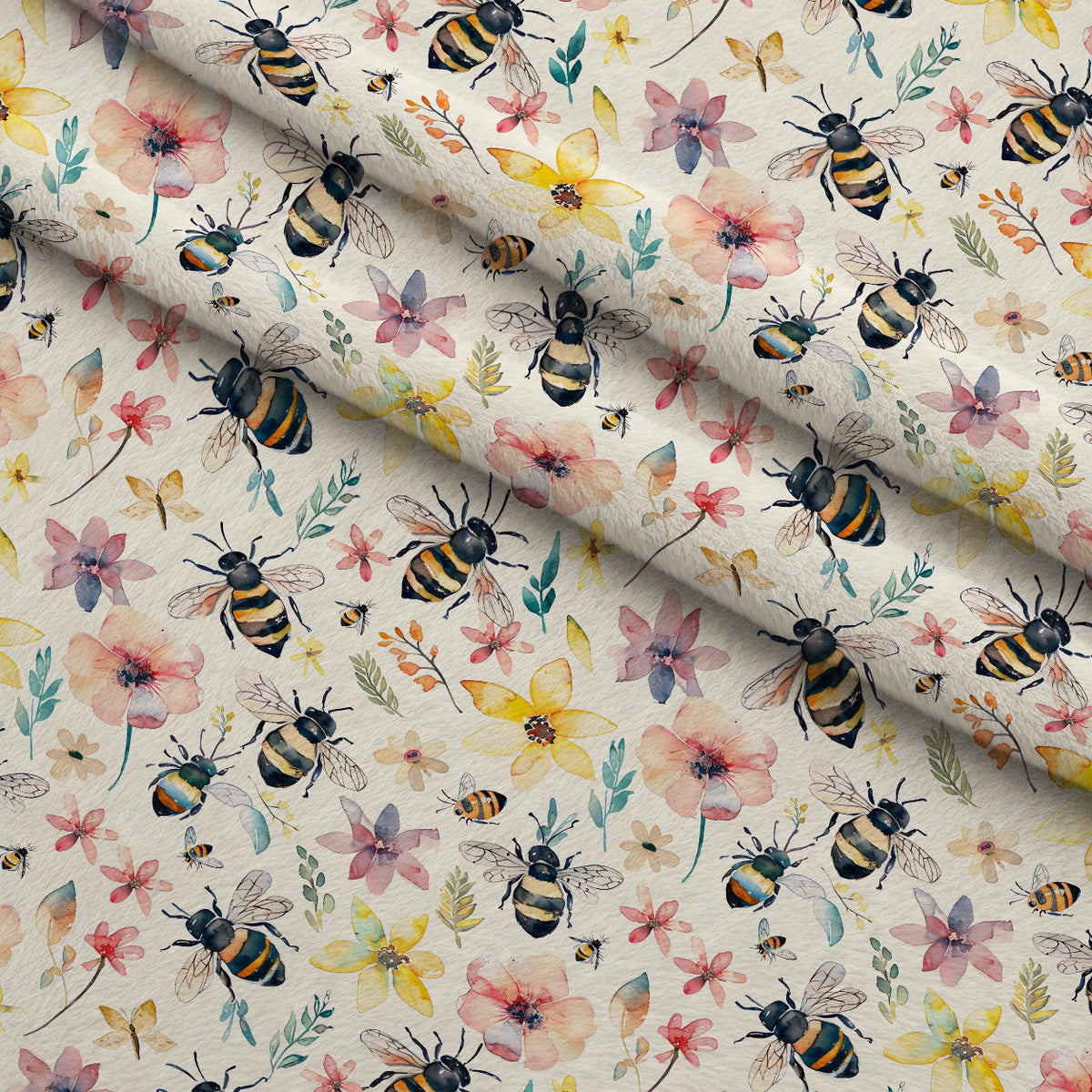 Honey Meadow Pattern 8 Fleece Fabric — fleece fabric folded close-up preview (mv-fleece-v1:lying)