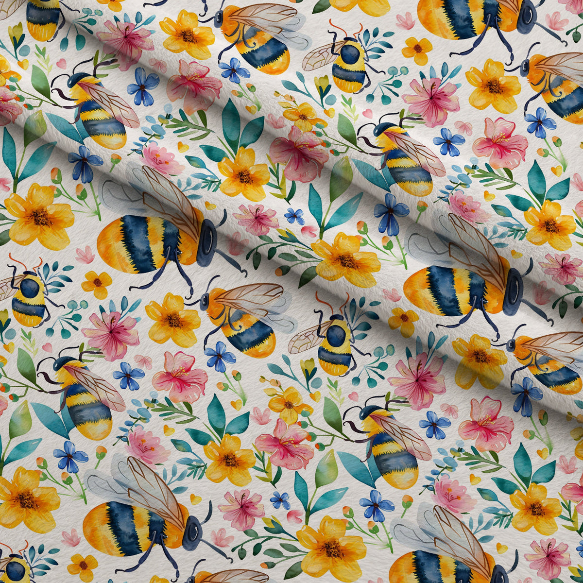 Honey Meadow Pattern 9 Fleece Fabric — fleece fabric folded close-up preview (mv-fleece-v1:lying)