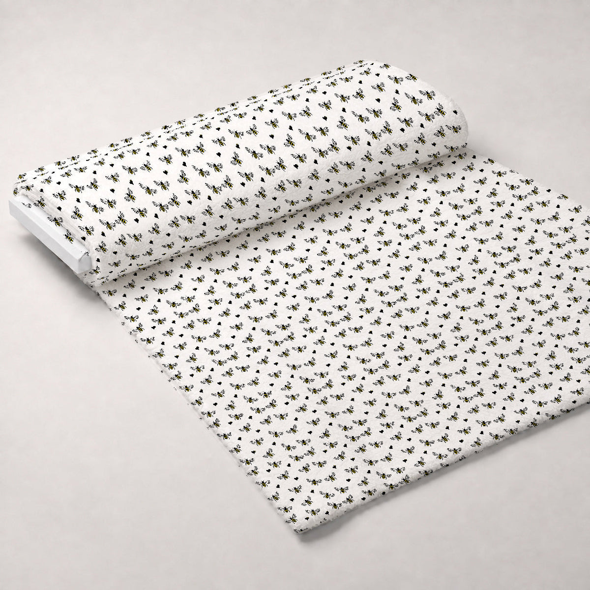 Honeybee Hearts Pattern 1 Fleece Fabric — fleece fabric unrolled bolt preview (mv-fleece-v1:bolt)