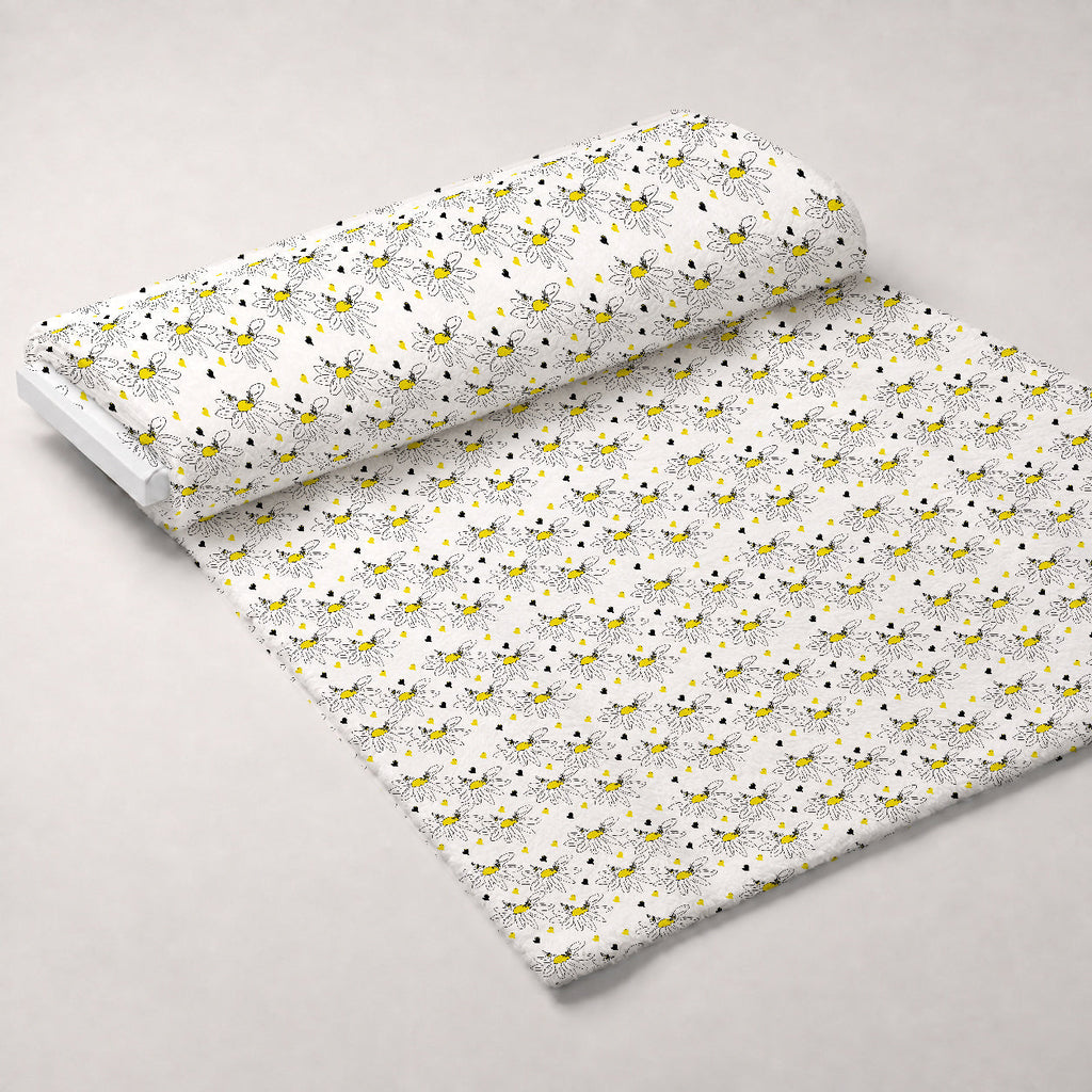 Honeybee Hearts Pattern 14 Fleece Fabric — fleece fabric unrolled bolt preview (mv-fleece-v1:bolt)