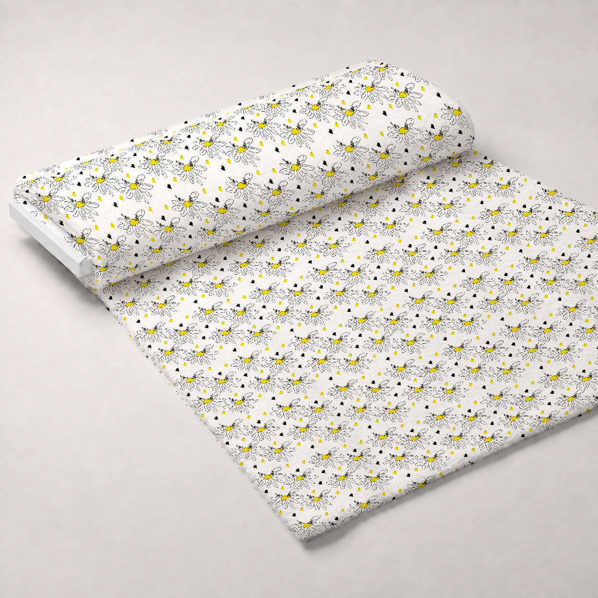 Honeybee Hearts Pattern 14 Fleece Fabric — fleece fabric unrolled bolt preview (mv-fleece-v1:bolt)