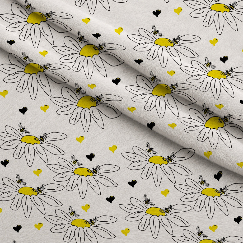 Honeybee Hearts Pattern 14 Fleece Fabric — fleece fabric folded close-up preview (mv-fleece-v1:lying)