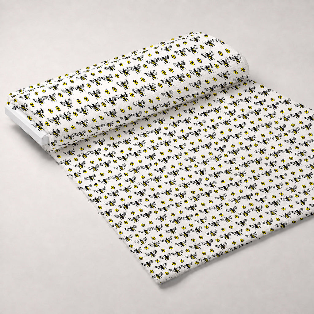 Honeybee Hearts Pattern 2 Fleece Fabric — fleece fabric unrolled bolt preview (mv-fleece-v1:bolt)