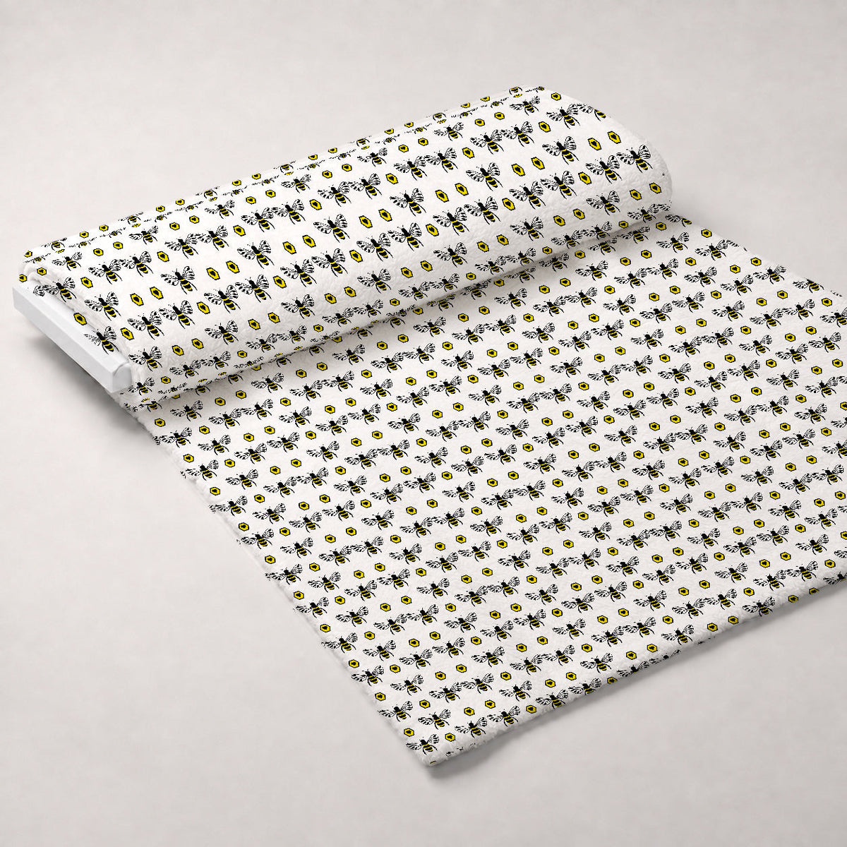 Honeybee Hearts Pattern 2 Fleece Fabric — fleece fabric unrolled bolt preview (mv-fleece-v1:bolt)