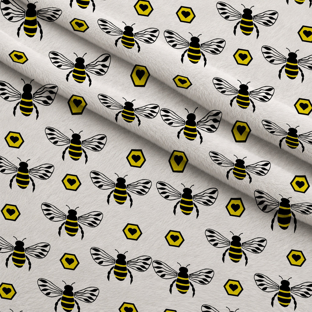 Honeybee Hearts Pattern 2 Fleece Fabric — fleece fabric folded close-up preview (mv-fleece-v1:lying)