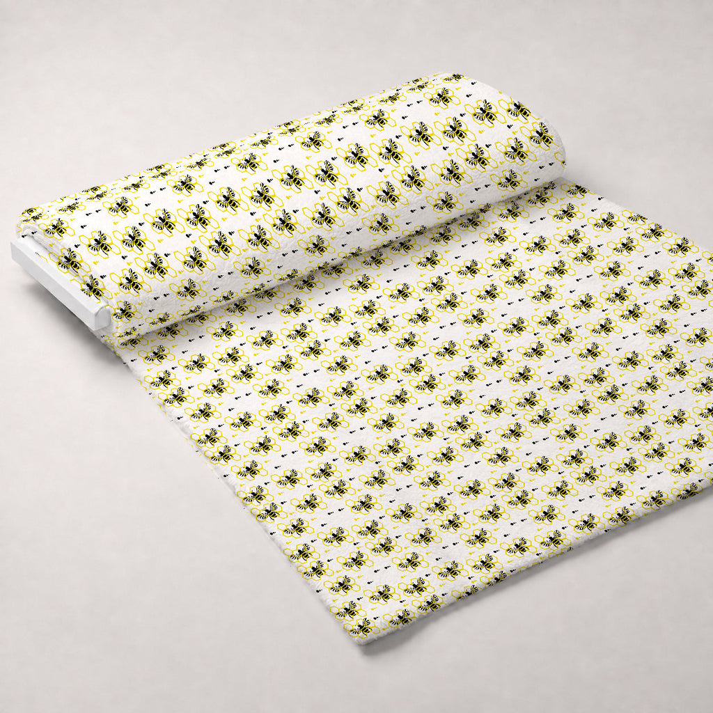 Honeybee Hearts Pattern 3 Fleece Fabric — fleece fabric unrolled bolt preview (mv-fleece-v1:bolt)