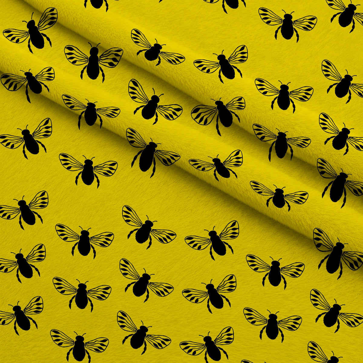 Honeybee Hearts Pattern 9 Fleece Fabric — fleece fabric folded close-up preview (mv-fleece-v1:lying)