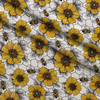 Honeycomb Blooms Pattern 1 Fleece Fabric — fleece fabric folded close-up preview (mv-fleece-v1:lying)