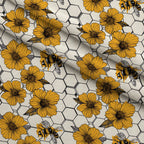 Honeycomb Blooms Pattern 19 Fleece Fabric — fleece fabric folded close-up preview (mv-fleece-v1:lying)