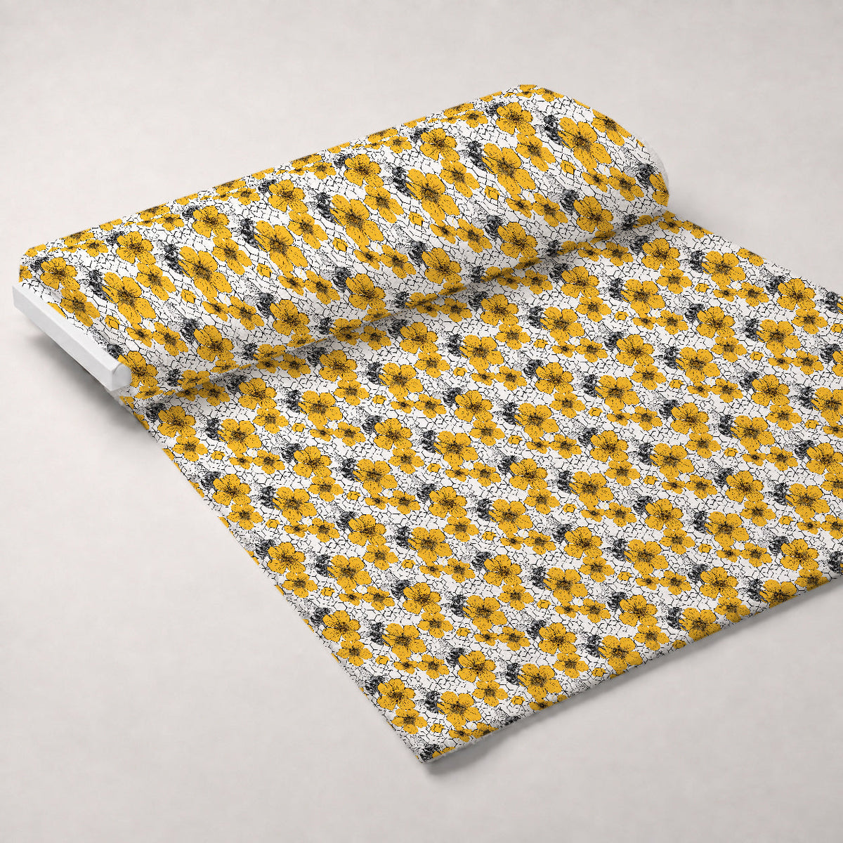 Honeycomb Blooms Pattern 20 Fleece Fabric — fleece fabric unrolled bolt preview (mv-fleece-v1:bolt)