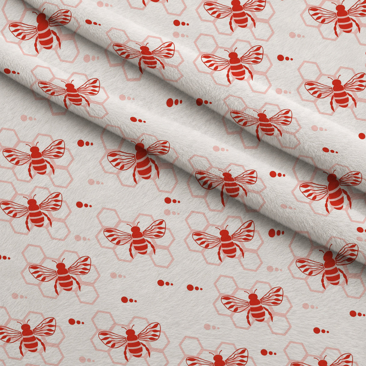 Honeycomb Buzz Pattern 1 Fleece Fabric — fleece fabric folded close-up preview (mv-fleece-v1:lying)