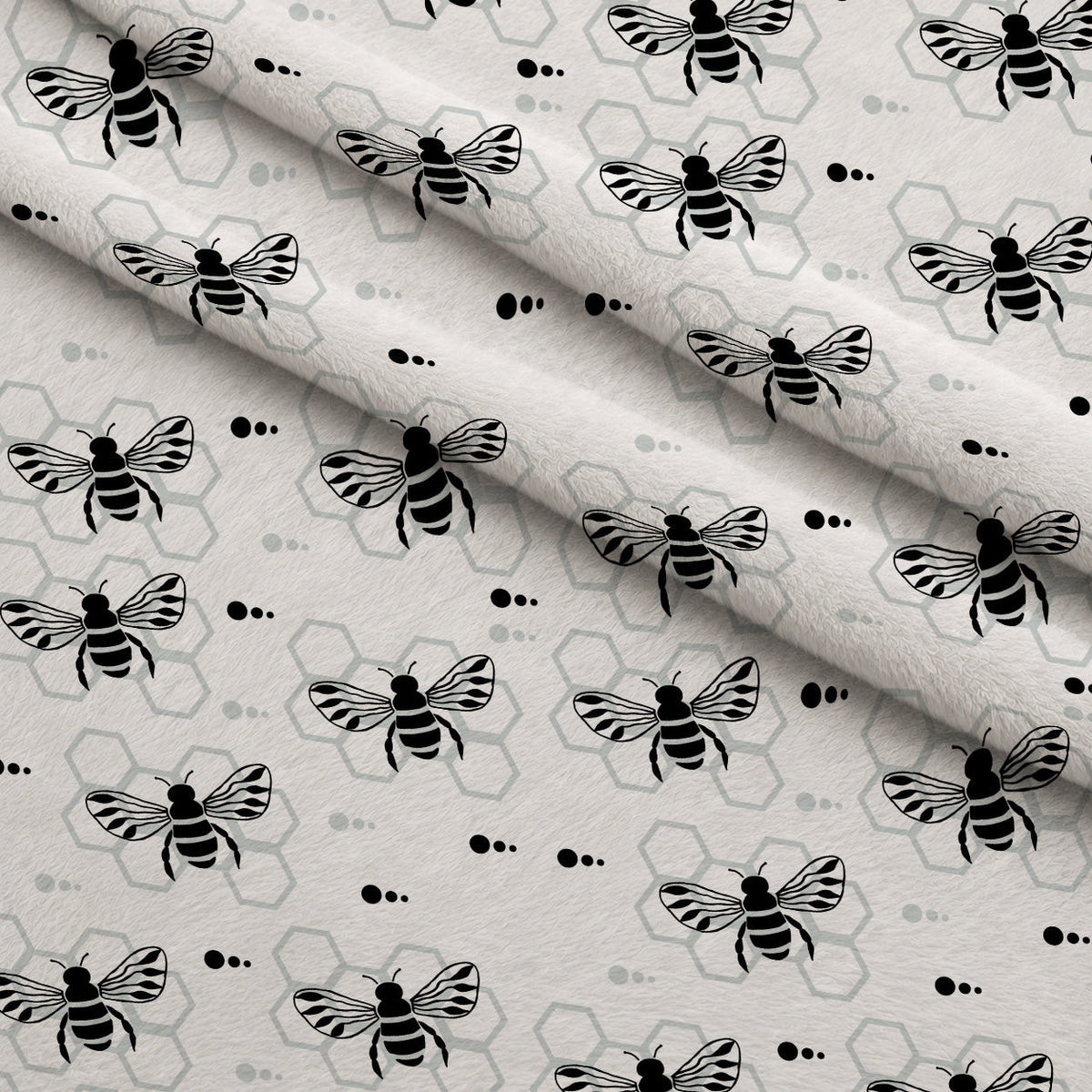 Honeycomb Buzz Pattern 20 Fleece Fabric — fleece fabric folded close-up preview (mv-fleece-v1:lying)