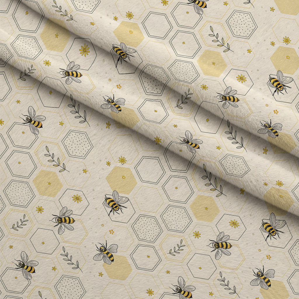 Honeycomb Harvest Pattern 12 Fleece Fabric — fleece fabric folded close-up preview (mv-fleece-v1:lying)